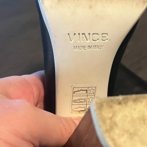 VINCE LEATHER OPEN TOE WOODEN HEEL BOOTIE 9.5 - Picture 5 of 6